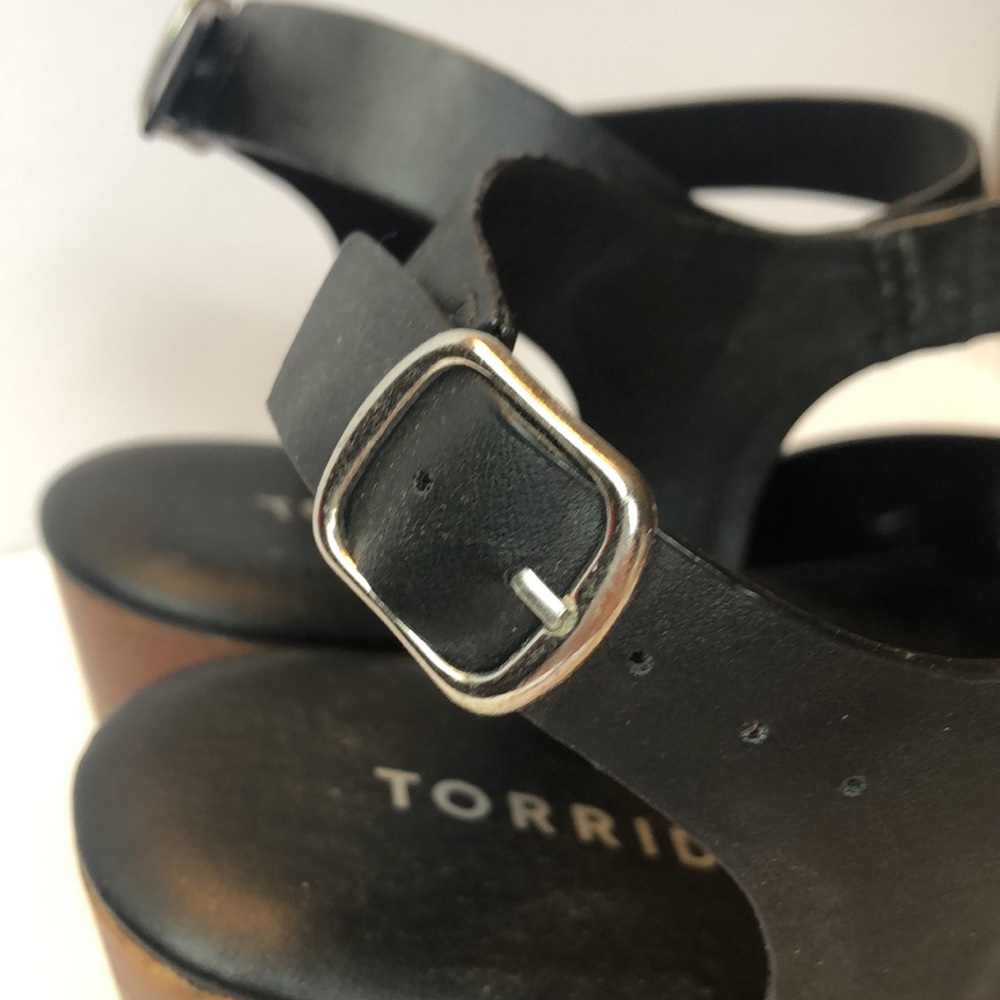 Torrid wooden heel black platform sandals. - Picture 8 of 8